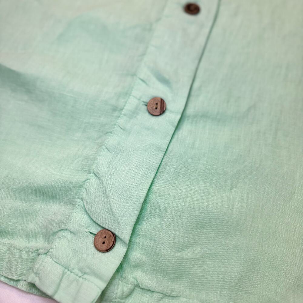 C&C California Women’s Blouse Mint Green 100% Linen Women’s Large Lagenlook - Picture 10 of 12